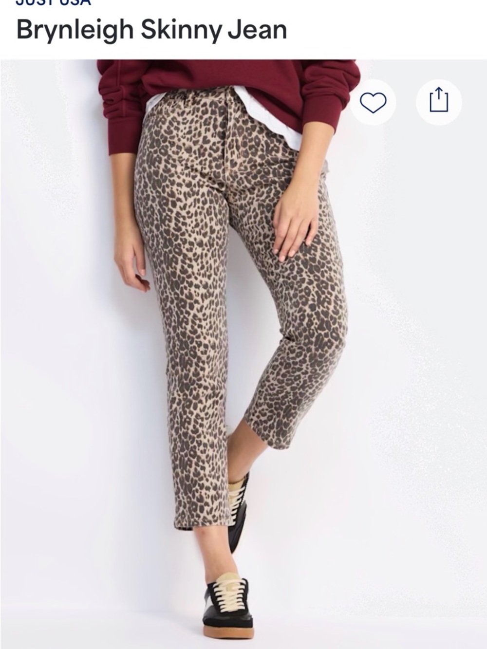 Just USA Leopard Print Cropped Skinny Pants - Taupe & Black
